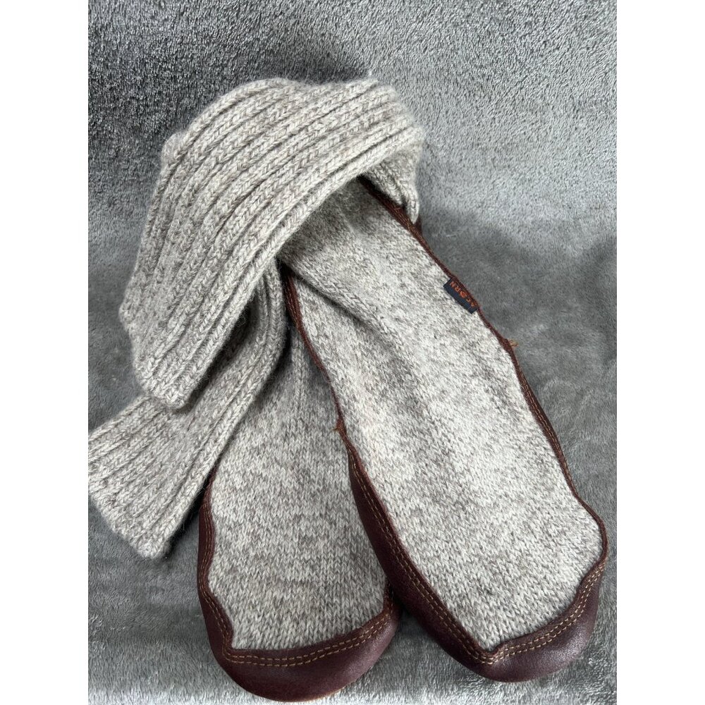 Acorn Original Slipper Socks, Cream Suede Sole, Men’s 10.5-11 Winter House Wool